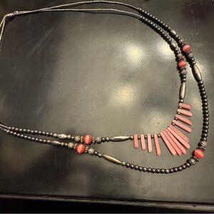 Liquid Silver, Hematite, & Pink Catseye Layered Necklace